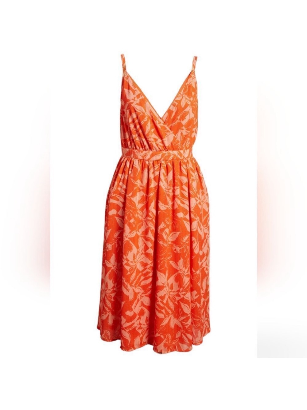 Chelsea28 Coral Floral Wrap-Front Midi Dress